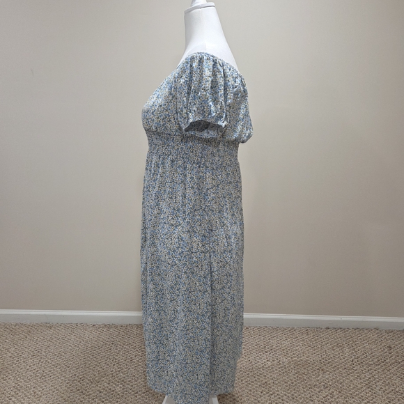 SHEIN Light Blue Floral Off-Shoulder Midi Dress - Picture 3 of 5